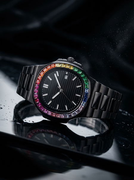 Patek Phillipe Nautilus Black Dial Diamond Frame